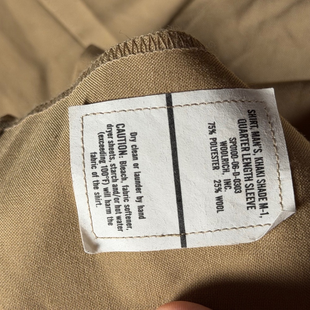 USMC Khaki Army M-1 Short Sleeve Uniform Shirt Corporal Rank 16.5 Wool Blend - Picture 7 of 9